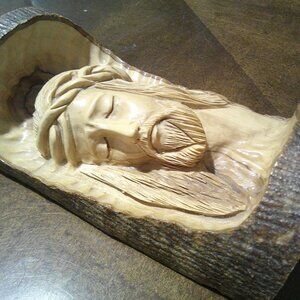 Jesus Christ Head Bust Statue 6.75" Olive Wood Hand Carved Made In Bethlehem